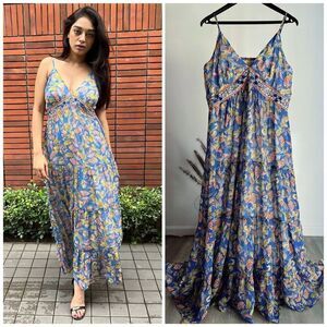 Verb by Pallavi Singhee Powder Blue Printed Spaghetti Dress 12